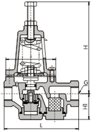 Y11X型直接作用薄膜式減壓閥結(jié)構(gòu)示意圖 Y11X型直接作用薄膜式減壓閥結(jié)構(gòu)示意圖