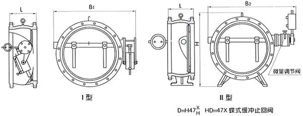 HH47、H47XF、HDH47X蝶式緩沖止回閥結構圖