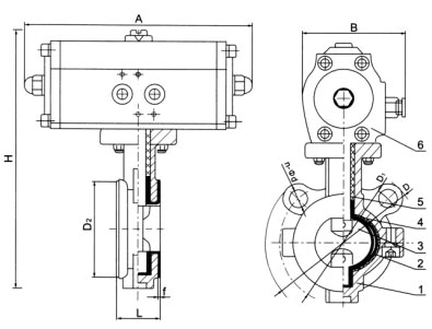 D671(半襯)、D671Fs(全襯)氣動(dòng)對夾襯氟塑料蝶閥
