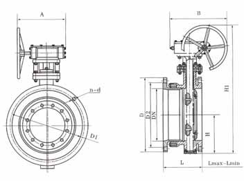 蝸輪法蘭式伸縮蝶閥結(jié)構(gòu)圖 蝸輪法蘭式伸縮蝶閥結(jié)構(gòu)圖